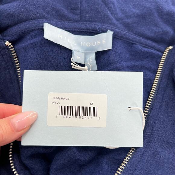 Hill House Teddy Zip Up Hoodie Navy Blue Soft Full Zip Sweatshirt Pockets M NWT - Picture 4 of 6